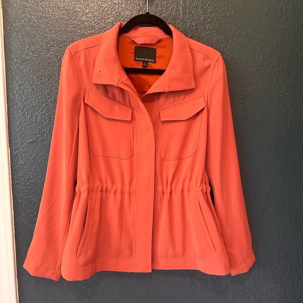 Banana Republic Orange Utility Jacket with Stand-Up Collar